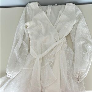 White Long sleeve Wrap Dress